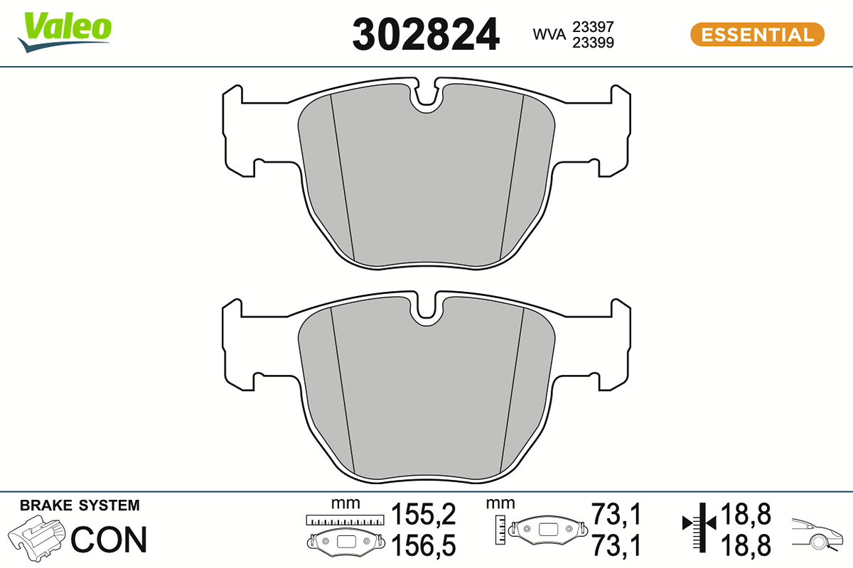Kit pastiglie freno, Freno a disco - 302824 VALEO